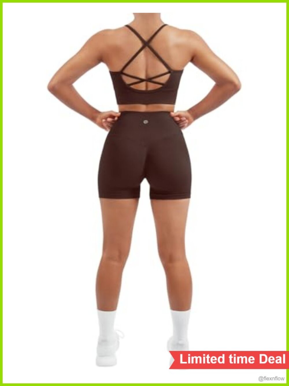 Seamless Two Piece Workout Set Criss Cross Sports Bra Gym Shorts Scrunch Butt